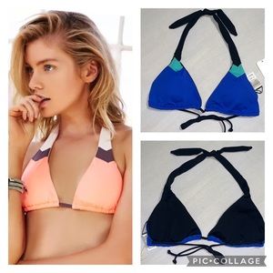 L*SPACE Jovie Halter Bikini Top, Royal, M